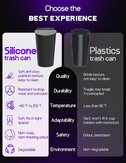 BMZX Car Trash Can with Lid Small Cup Holder Door Pocket Garbage Can Trash Bin Trash Container Fits Auto Home Office, Black 2Pcs