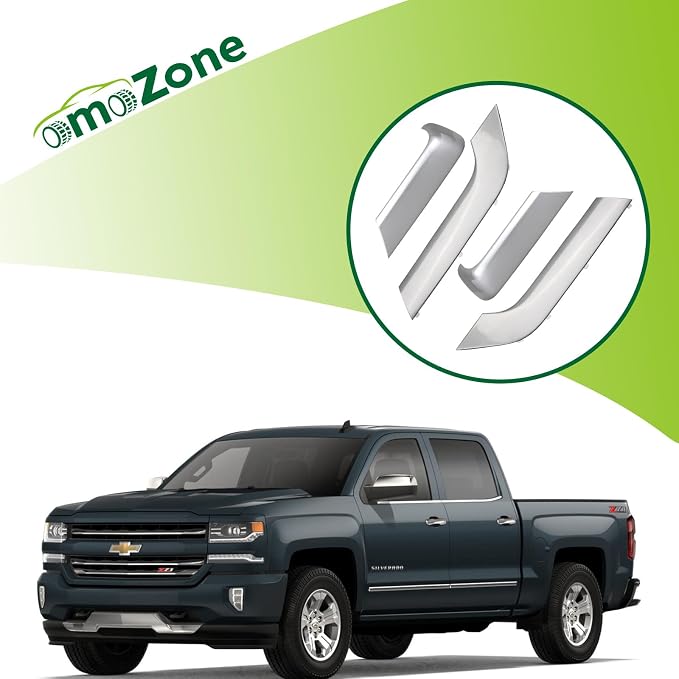 4PCS Door Armrest Cover Trim Kit Front&Rear Left Right Side Door Panel Arm Rest Bezel Synthesis Gray Compatible with 2014-2020 Chevy Silverado GMC Sierra