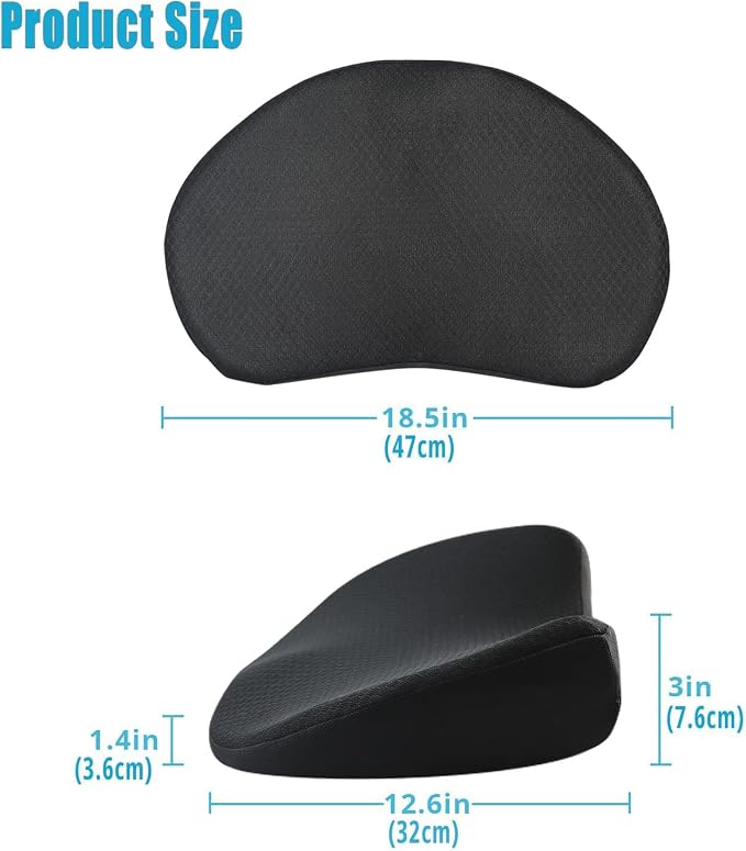 2 in 1 Car Seat Cushion Lumbar Pillow - Comfort Memory Foam Seat Cushion for Driving, Office - Sciatica-Back Pain Relief, Car Cushion for Car, Truck, Office, Wheelchair (Black)
