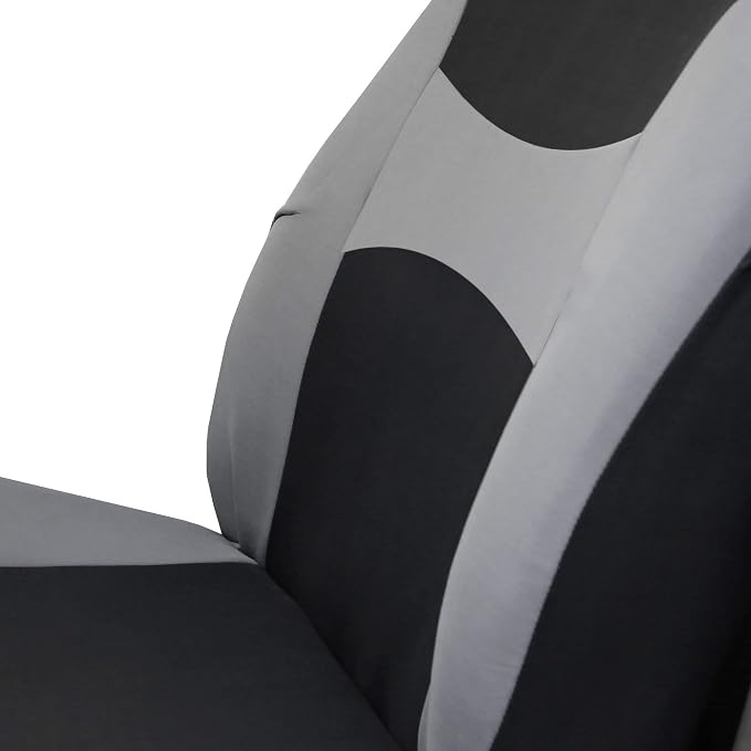 FH Group Car Seat Covers Combo Full Set with Carpet Floor mats Steering Wheel Cover and Seat Belt Pads- Universal Fit for Cars Trucks and SUVs (Gray)