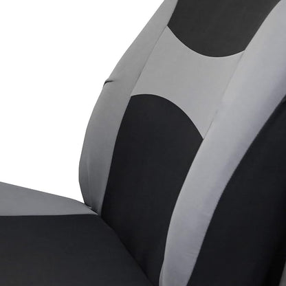 FH Group Car Seat Covers Combo Full Set with Carpet Floor mats Steering Wheel Cover and Seat Belt Pads- Universal Fit for Cars Trucks and SUVs (Gray)
