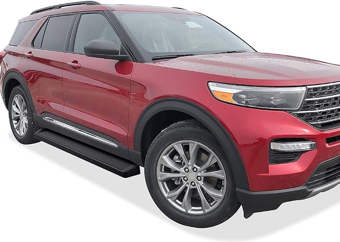 APS Running Boards (Nerf Bars Side Steps Step Bars) Compatible with Ford Explorer 2020-2026 Sport Utility 4-Door (Black Powder Coated Running Board Style)