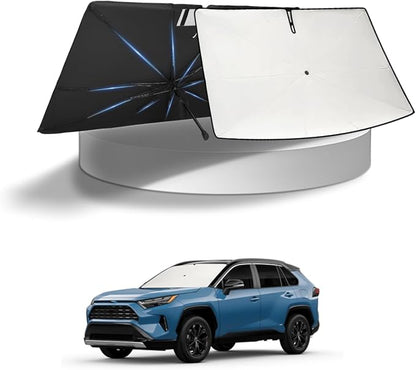KUST Sun Shade Umbrella for Toyota RAV4 2019-2025 2026 | Custom Fit Windshield Sunshade | Foldable Sunshade with Bendable Handle | Blocks Heat & UV Rays Keep Car Cool Sunshield