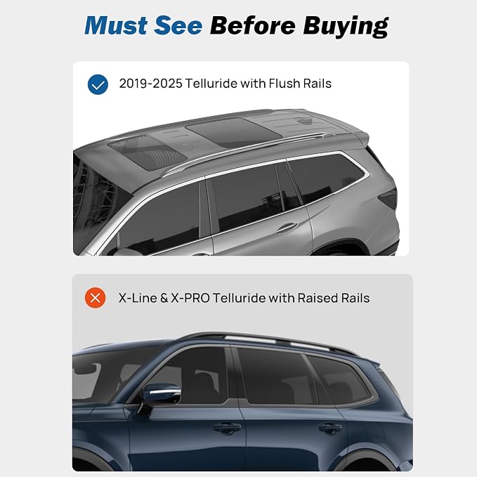 JOYTUTUS Lockable Roof Rack Cross Bars Compatible with Kia Telluride EX S SX SX-Prestige 2019-2026 (NOT FIT X-PRO X-LINE), Heavy Duty Aluminum Anti-Theft Roof Rails Crossbars Luggage Racks