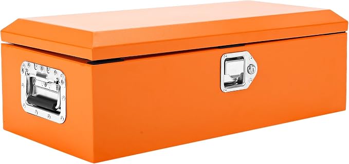 Garvee Black Steel Truck Bed Tool Box, Diamond Plate Tool Box with Side Handle and Lock Keys, Storage Toolbox Chest Box Organizer for Pickup, Truck Bed, RV, Trailer