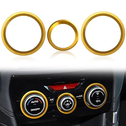 Auovo AC Climate Control Knob Outer Ring Covers Accessories for Subaru Crosstrek 2018-2022 2023 / Impreza 2017-2023 / Forester 2019-2024 Interior Air Condition Switch Control Trim (Gold)