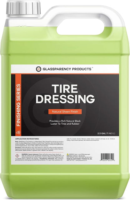 GlassParency Tire Dressing (2.5 Gallon) | No Sling, Non-Greasy Tire Shine Spray | Rich Satin Coating for Rubber, Plastic, Vinyl