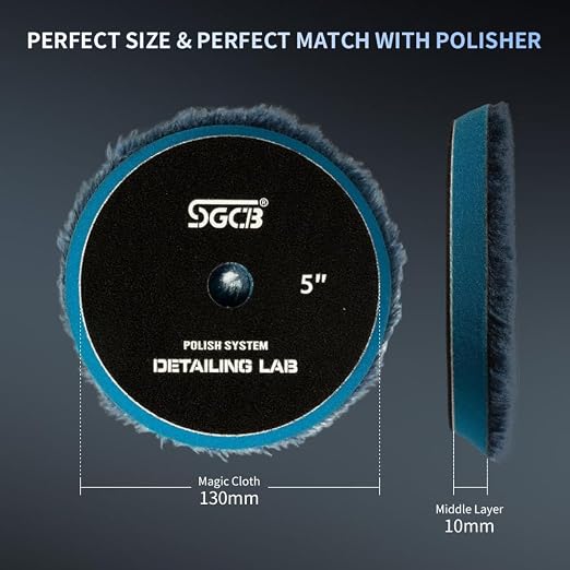 SGCB Pro 5" Wool Buffing Pads 3Pcs - Coarse, Medium, Light Cutting Car Wool Polishing Pads for 5 Inch Car Polisher Compounding