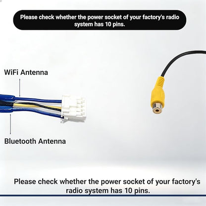 10 Pin Backup Camera Harness Adapter for Android Car Stereo Wiring Harness Connector, Rearview Input Adapter Plug Cable