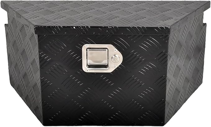 26'' Inch Aluminum Trailer Tongue Tool Box Truck Bed Toolbox Truck Trailer Chest Box Underbody Storage Organizer Waterproof Square Storage Organizer w/Lock & Keys Black(‎26" Lx13.3 Wx12 H)