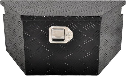 26'' Inch Aluminum Trailer Tongue Tool Box Truck Bed Toolbox Truck Trailer Chest Box Underbody Storage Organizer Waterproof Square Storage Organizer w/Lock & Keys Black(‎26" Lx13.3 Wx12 H)