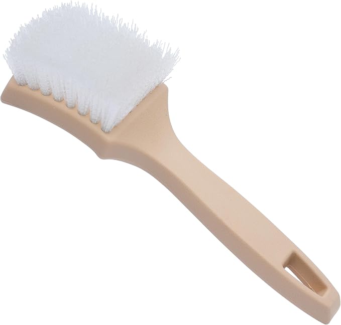 Nanoskin 8.5 Inch Multi-Purpose White Nylon Utility Scrub Brush - Ideal for Automotive Detailing, White Sidewall Tire Cleaning, Furniture Paint Stripping | Heavy Duty Nylon Bristles, Ergonomic Handle