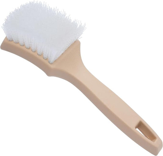 Nanoskin 8.5 Inch Multi-Purpose White Nylon Utility Scrub Brush - Ideal for Automotive Detailing, White Sidewall Tire Cleaning, Furniture Paint Stripping | Heavy Duty Nylon Bristles, Ergonomic Handle