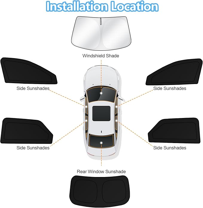 KUST Car Window Shades for Hyundai Ioniq 5 2022-2025 2026 Windshield Sun Shade Side Window Cover UV Block Privacy Protection Accessories for Camping Blackout Rear Back Full Set 6PCS