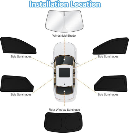 KUST Car Window Shades for Hyundai Ioniq 5 2022-2025 2026 Windshield Sun Shade Side Window Cover UV Block Privacy Protection Accessories for Camping Blackout Rear Back Full Set 6PCS