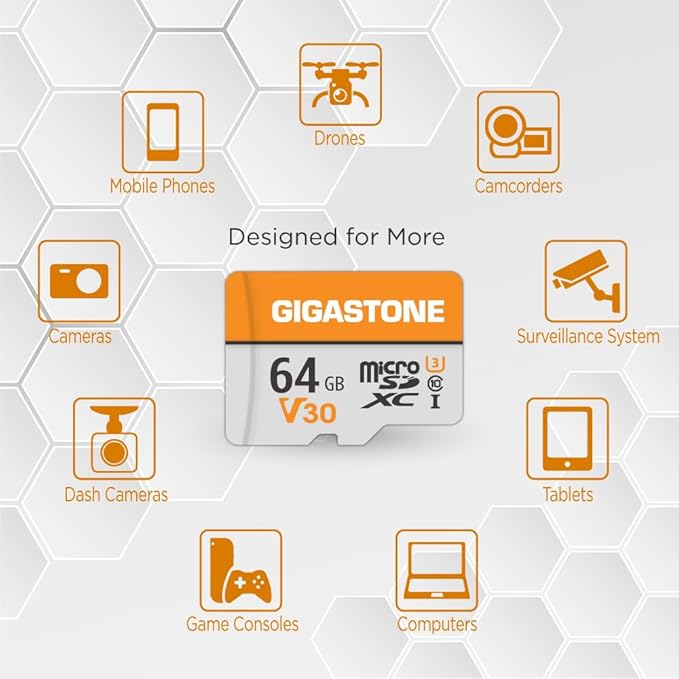GIGASTONE 64GB Micro SD Card 2-Pack, V30 4K Video Recording, Surveillance, Security Camera, Dash Cam, Drone, 95MB/s MicroSDXC Memory Card UHS-I Class 10, with Adapter