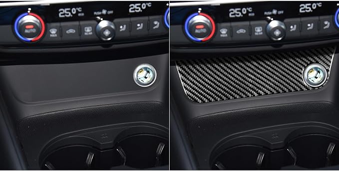 Real Premium Carbon Fiber Decor Compatible with Audi A3 S3 RS3 8V 2013 2014 2015 2016 2017 2018 2019 Car Center Console Power Outlet Sticker Panel Auto Interior Accessories Decal Black