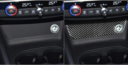 Real Premium Carbon Fiber Decor Compatible with Audi A3 S3 RS3 8V 2013 2014 2015 2016 2017 2018 2019 Car Center Console Power Outlet Sticker Panel Auto Interior Accessories Decal Black