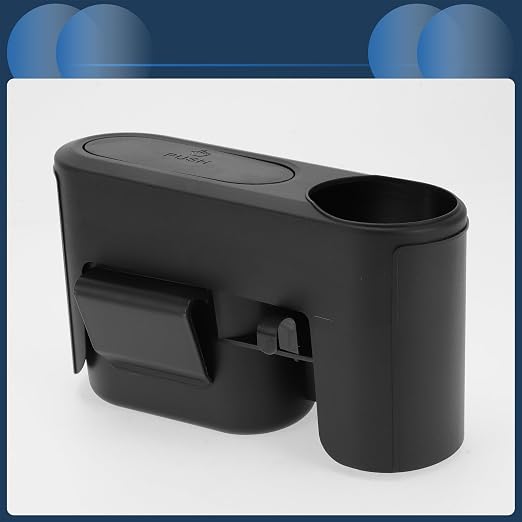 Car Trash Can Front Rear Seats 9.1" Length 3.2" Width 5.1" Height Auto Trash Bin with Cup Holder Plastic Black Hanging