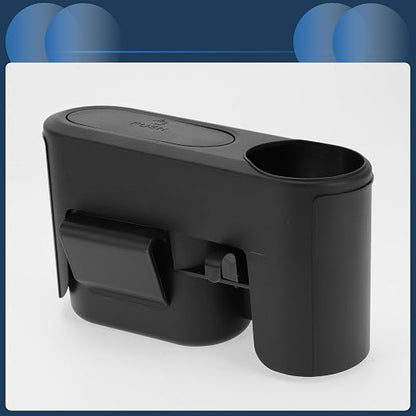 Car Trash Can Front Rear Seats 9.1" Length 3.2" Width 5.1" Height Auto Trash Bin with Cup Holder Plastic Black Hanging