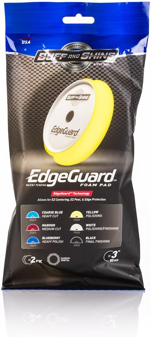 Buff and Shine - EdgeGuard Foam Buffing Pads - Yellow - 3" Polishing Pad - Pack of 2