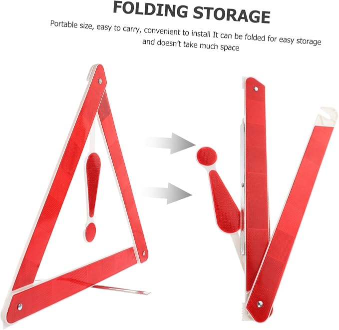 PartyKindom 2pcs Car Warning Triangle Reflective Safety Kit Portable Emergency Auto Safety Sign for Vehicles Roadside Use Tripod Base