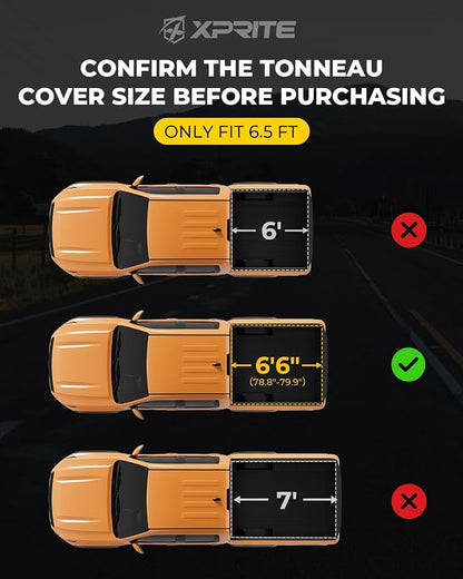Xprite FRP Hard Tri Fold Truck Bed Tonneau Cover Compatible with Chevrolet Silverado/GMC Sierra 1500 LT 2014-2026 Chevy Silverado Bed Cover 6.6FT (79.4")
