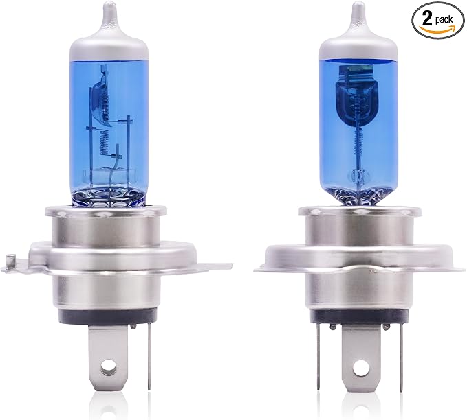Sinoparcel H4/9003 Halogen Headlight Bulbs White 5000K, High and Low Beam, Brighter Replacement for Standard 60W/55W Light, Pack of 2