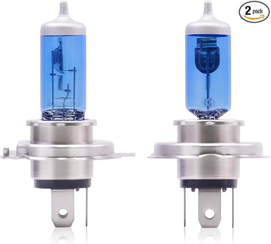 Sinoparcel H4/9003 Halogen Headlight Bulbs White 5000K, High and Low Beam, Brighter Replacement for Standard 60W/55W Light, Pack of 2