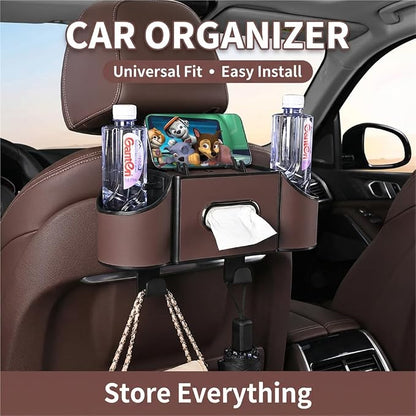 4-in-1 car organizer back seat, Multi-Pocket backseat car cup holder, Universal back seat cup holders for cars, car organization, for Travel & Daily Use (KARTAN)