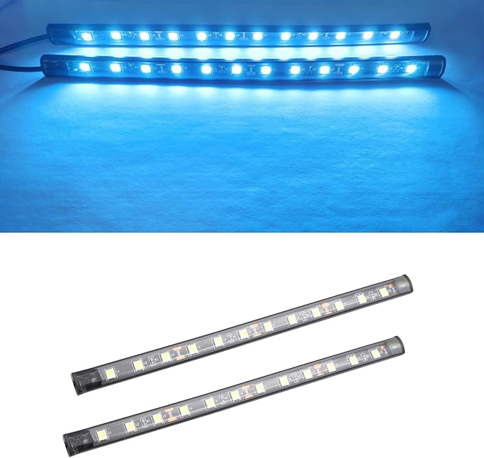 Ambient Lighting Car 2PCS Under Glow Kit with Cigarette Lighter, 12V Underglow Led Lights Car LED Interior Light DRL Daylight Strip Waterproof Driving Fog Lamp RGB Atmosphere Lights (Blue)