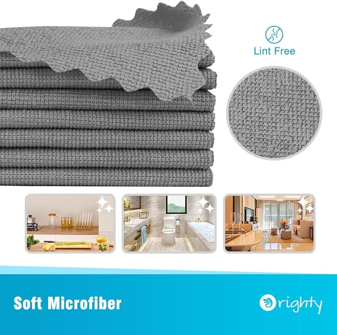 Orighty Microfiber Cleaning Cloth, 100 Pack Microfiber Towels for Cars, Multi-Purpose Shop Towels Cleaning Rags Bulk for Car, Home, Kitchen, 11.5’’ x 11.5’’, Grey