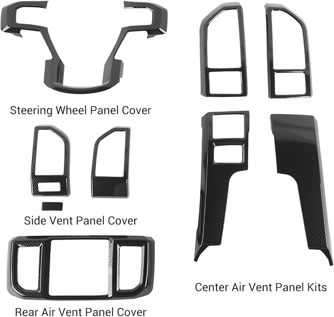 Voodonala for F-150 2015-2020 Center Console Interior Trim Cover Kits Compatible with Ford F150 2015-2020(9Pcs/Set,Carbon Fiber Black)