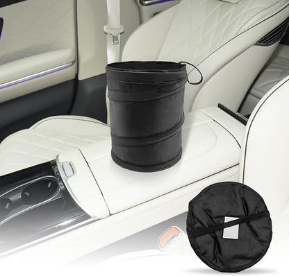KEVWR Waterproof Oxford Cloth Collapsible Pop Up Car Trash Bag Hanging, Car Trash Can, Mini Vehicle Trash Can, Portable Car Trash Can, Rubbish Bin for Car, Truck, SUV, Minivan, 1 Pack Black