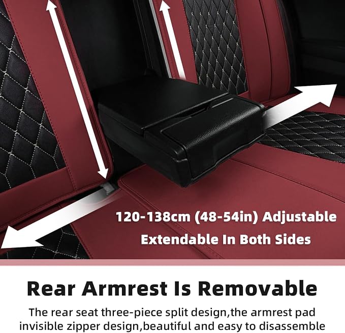 SanQing Car Seat Covers Full Set, Super Luxurious Heavy Universal Duty Waterproof Leather Automotive Vehicle Cover for Cars SUV Pick-up Truck, Non-Slip Seat Pink Car Accessories (Full Set/Wine Red)