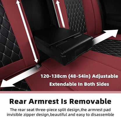SanQing Car Seat Covers Full Set, Super Luxurious Heavy Universal Duty Waterproof Leather Automotive Vehicle Cover for Cars SUV Pick-up Truck, Non-Slip Seat Pink Car Accessories (Full Set/Wine Red)