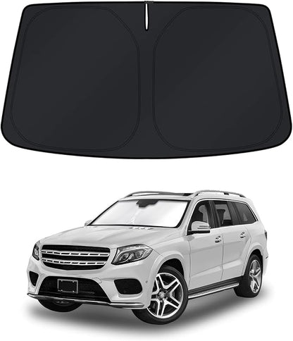 KUST Windshield Sun Shade for Mercedes-Benz GL-Class (GL400/GLS400/GL450/GLS450/GL550/GLS500/GLS550/GL63/GLS63) 2013-2019 Window Accessories Shade Sun Visor Foldable Block UV Rays Keep Car Cooler
