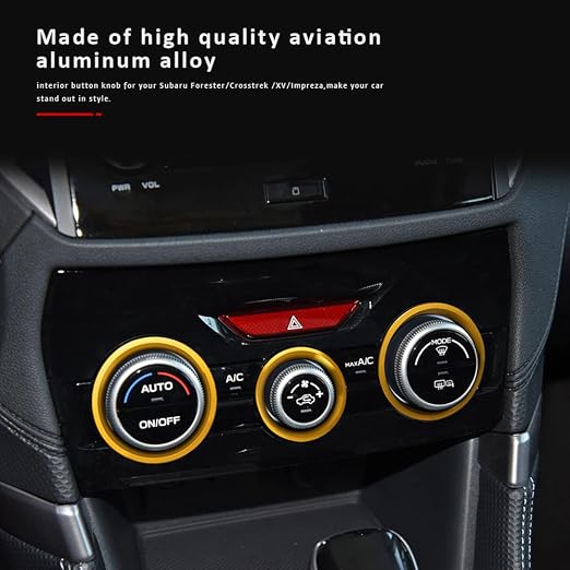 Auovo AC Climate Control Knob Outer Ring Covers Accessories for Subaru Crosstrek 2018-2022 2023 / Impreza 2017-2023 / Forester 2019-2024 Interior Air Condition Switch Control Trim (Gold)