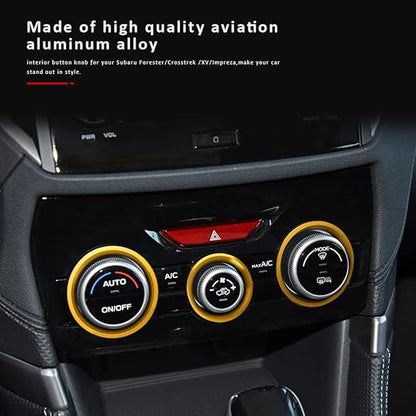 Auovo AC Climate Control Knob Outer Ring Covers Accessories for Subaru Crosstrek 2018-2022 2023 / Impreza 2017-2023 / Forester 2019-2024 Interior Air Condition Switch Control Trim (Gold)