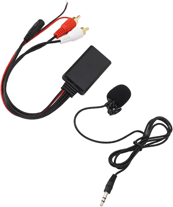 POCREATION Bluetooth AUX Module with Dual Cable Adapter and Built-in Hands-Free Microphone for Pioneer Car Stereo Systems