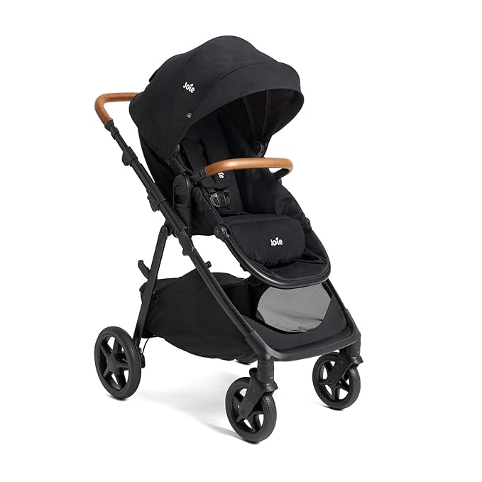 Joie Ginger and Mint Latch Travel System – 4-in-1 Travel System with Baseless Infant Car Seat & Stroller, One-Click Install, from Birth Stroller (Shale Dark)