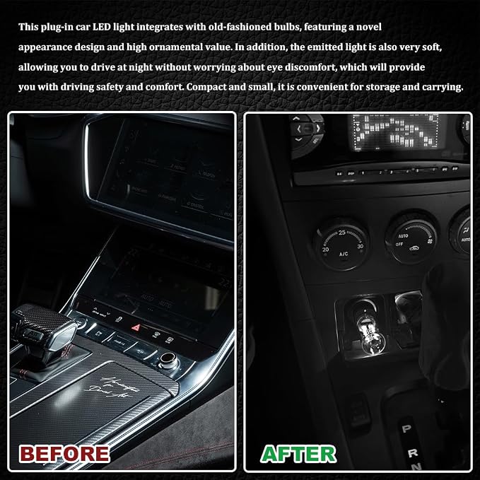 USB LED Car Interior Atmosphere Light, Car USB Night Light, Plug-in Auto Ambient Lighting Retro Lamps, Touch Adjustment LED Automotive Night Lamp Auto Accessories for bedrooms Camping (White)