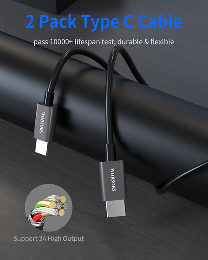Dual 45W USB C Car Charger, 90W Max Super Fast Charging, All Metal 12V Cigarette Lighter Adapter for iPhone 17 Pro Max/16/15/iPad, Samsung Galaxy S26+/S25, Google Phones with 2 Type C Cable 3.3ft Gray