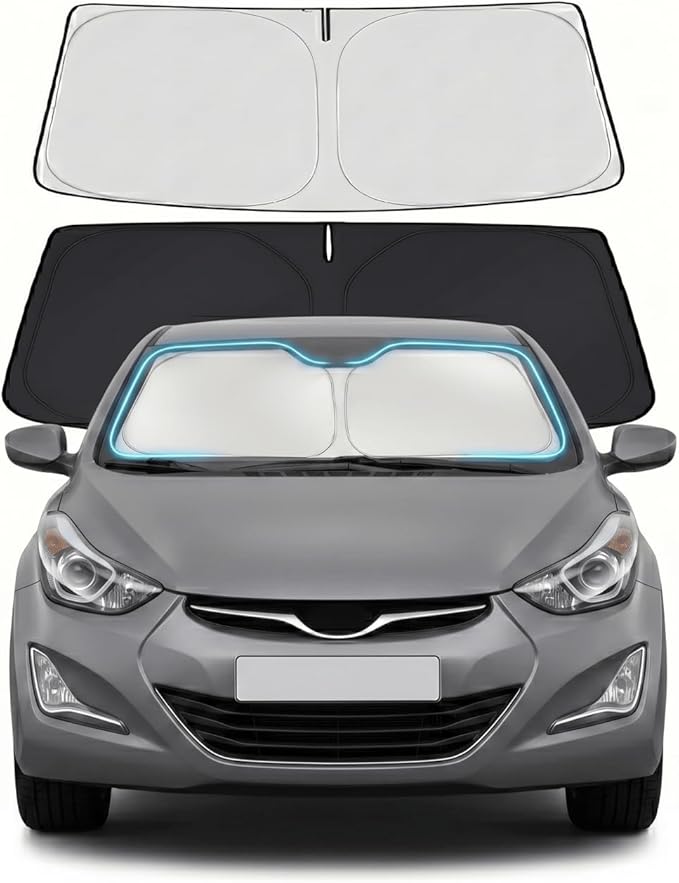 Windshield Sun Shade for 2011-2016 Hyundai Elantra Accessories - Windshield Sunshade Cover Front Window Shade Custom Fit Elantra Sun Visor Protector Foldable Blocks UV Rays
