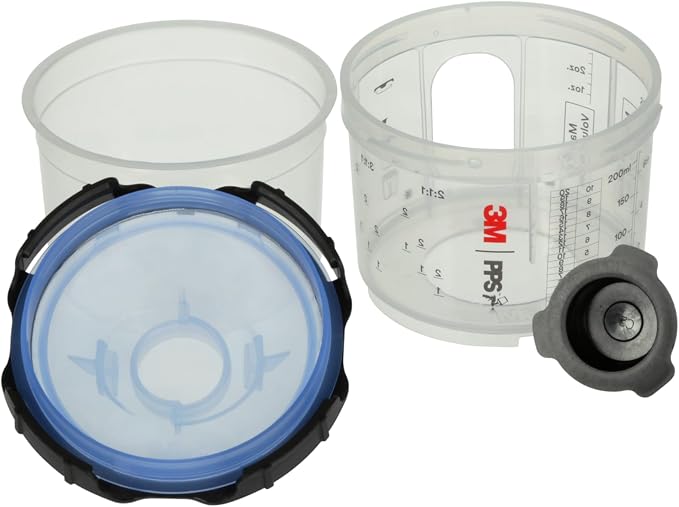 3M PPS 2.0 Spray Gun Cup, Lids and Liners Kit, 26314, Mini, 6 Ounces, 125-Micron Filter, Use for Cars, Furniture, House and More, 1 Paint Cup, 50 Disposable Lids and Liners, 32 Sealing Plugs
