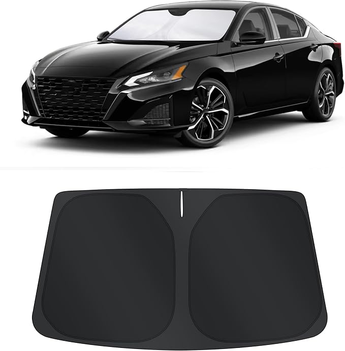 TINGLU Sun Shade for Nissan Altima 2019-2025 2026 Accessories Windshield Sun Shade Window Shade UV Rays Protection Sun Visor Cover with Steering Wheel Sunshade Storage Bag