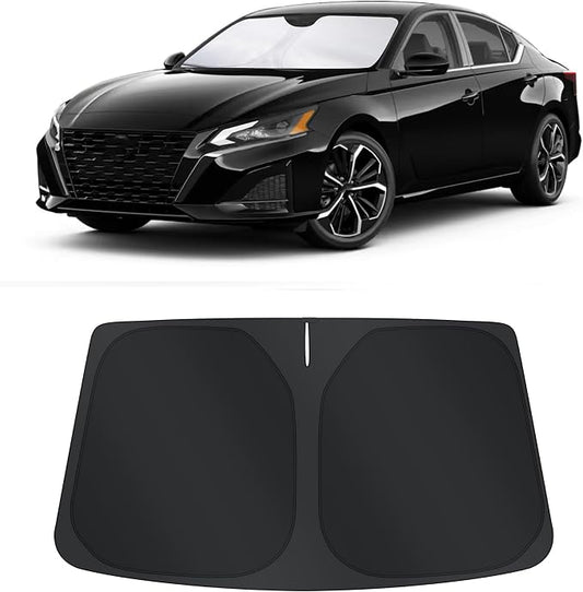 TINGLU Sun Shade for Nissan Altima 2019-2025 2026 Accessories Windshield Sun Shade Window Shade UV Rays Protection Sun Visor Cover with Steering Wheel Sunshade Storage Bag