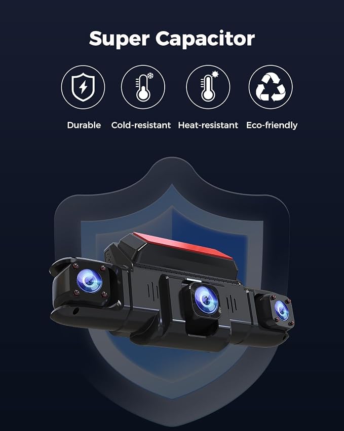 360 View 4 Channel Dash Cam Front and Rear Left Right Inside Camera for Cars, GPS and 5G Band WiFi, Night Vision, 160 Wide Angle, WDR, 24H Parking Mode, Supercapacitor, Included 128GB Card
