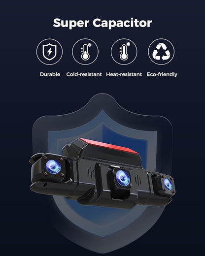 360 View 4 Channel Dash Cam Front and Rear Left Right Inside Camera for Cars, GPS and 5G Band WiFi, Night Vision, 160 Wide Angle, WDR, 24H Parking Mode, Supercapacitor, Included 128GB Card