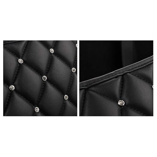 Bling Rhinestones Car Trash Can, Car Seat Back Organizer Trash Bag Auto Garbage Can Hanging Container Waste-Basket - Black